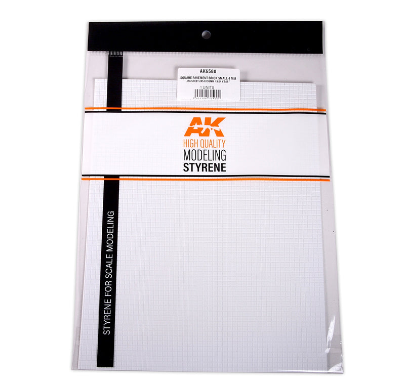 AK Interactive 6580 Square Pavement Small Brick Styrene Sheet 4mm 9.64"x7.68"