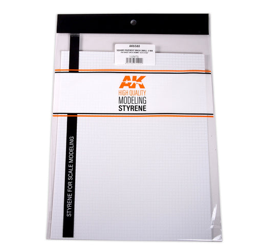 AK Interactive 6580 Square Pavement Small Brick Styrene Sheet 4mm 9.64"x7.68"