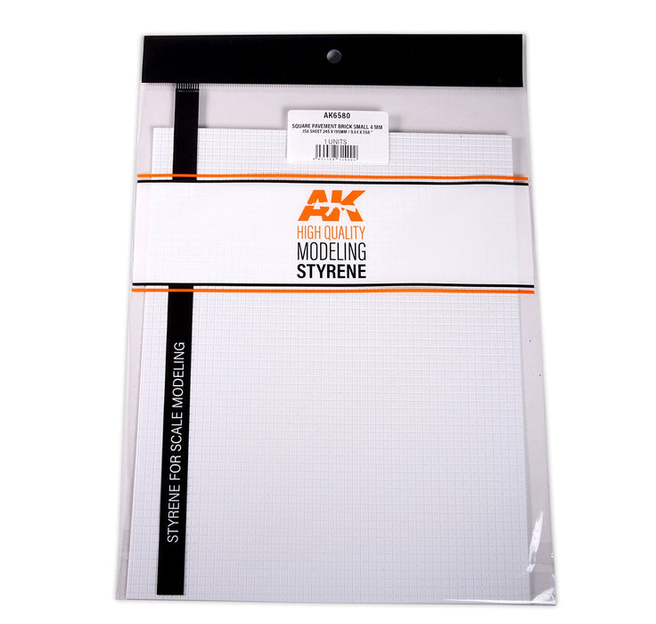 AK Interactive 6580 Square Pavement Small Brick Styrene Sheet 4mm 9.64"x7.68"