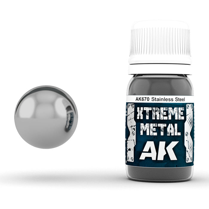 AK Interactive 670 Xtreme Metal Stainless Steel Metallic Paint 30ml Bottle