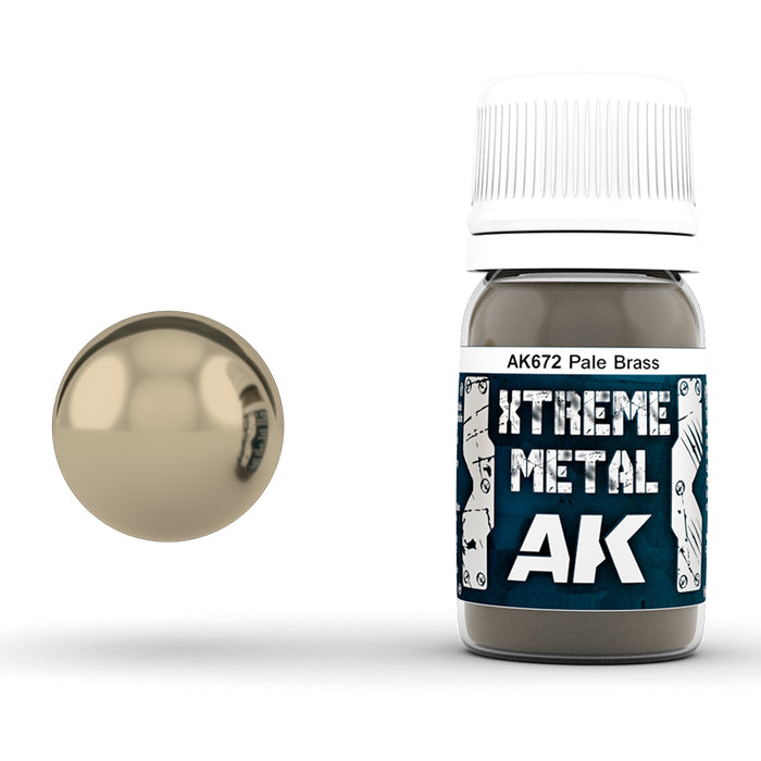 AK Interactive 672 Xtreme Metal Pale Brass Metallic Paint 30ml Bottle
