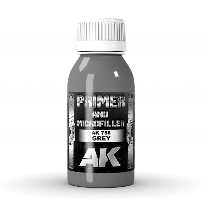 AK Interactive 758 Grey Primer & Microfiller 100ml Bottle