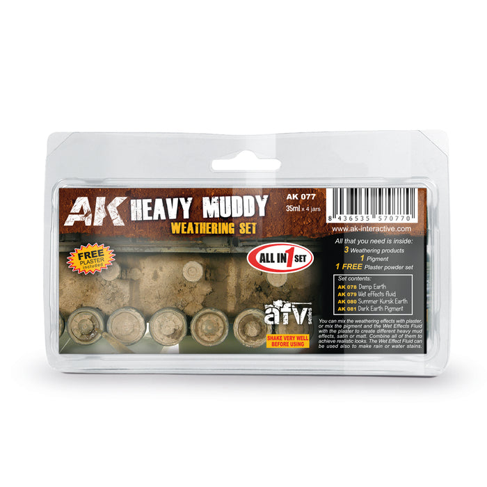 AK Interactive 77 Heavy Muddy Enamel Paint Set (78, 79, 80, 81)