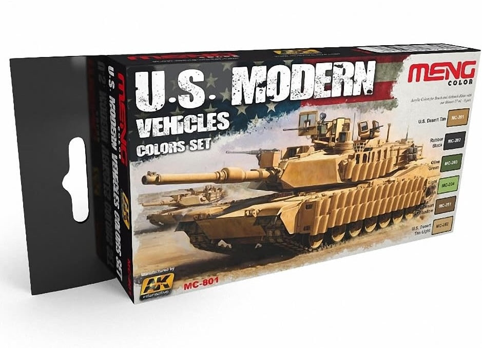 AK Interactive 801 US Modern Vehicles Colors Acrylic Paint Set (6 Colors) 17ml Bottles