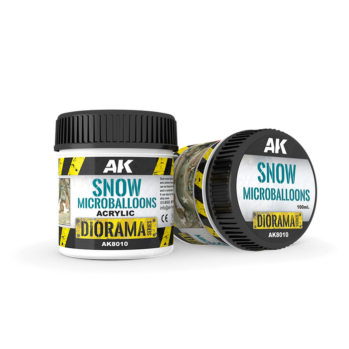 AK Interactive 8010 Diorama Series: Snow Microballoons Powder Texture Acrylic 100ml Bottle
