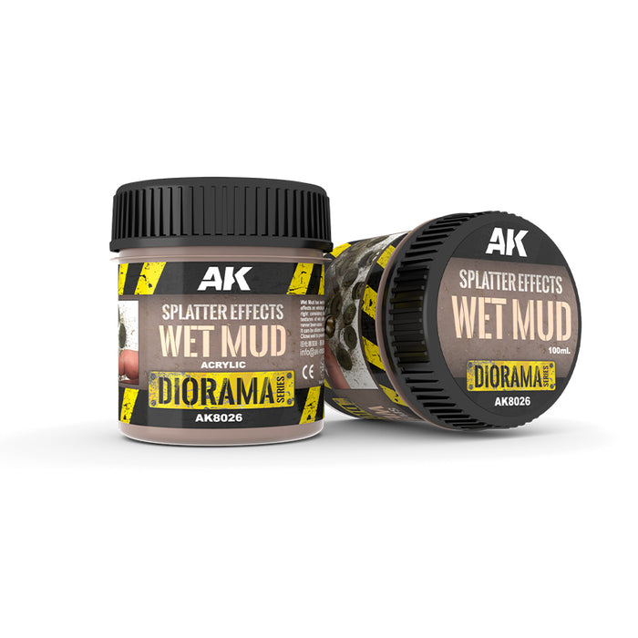 AK Interactive 8026 Diorama Series: Splatter Effects Wet Mud Acrylic 100ml Bottle