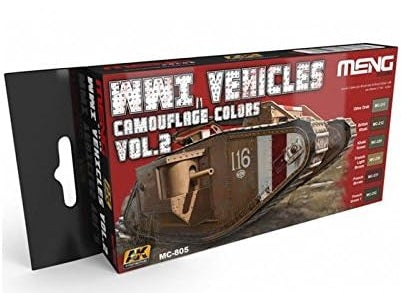 AK Interactive 805 WWI Vehicles Camouflage Colors Vol.2 Acrylic Paint Set (6 Colors) 17ml Bottles