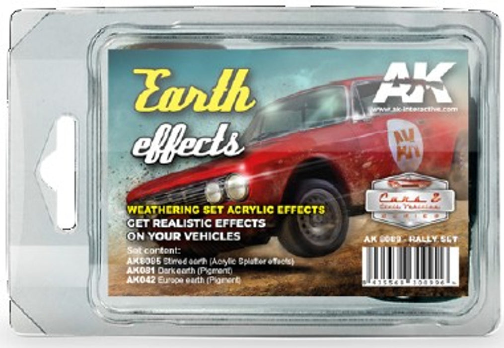 AK Interactive 8089 Cars & Civil Vehicle Series: Earth Effects Weathering Acrylic Paint Set