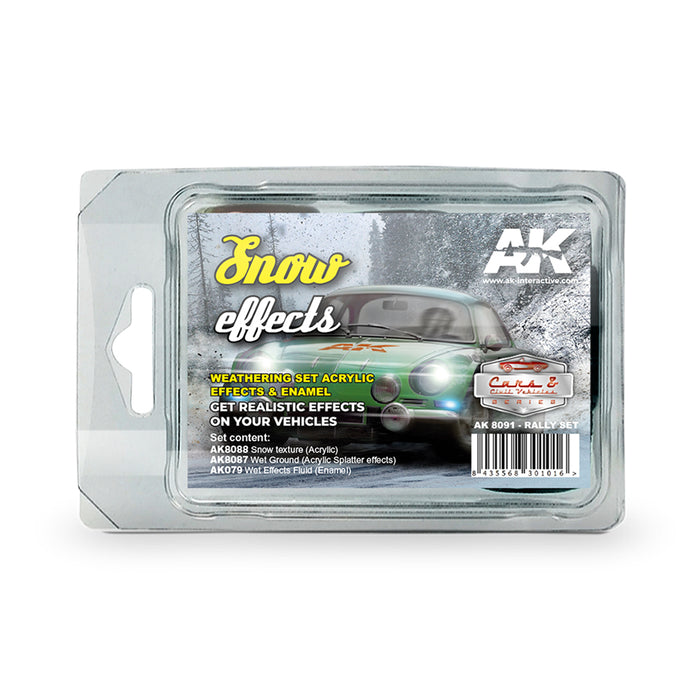 AK Interactive 8091 Cars & Civil Vehicle Series: Snow Effects Weathering Acrylic/Enamel Paint Set