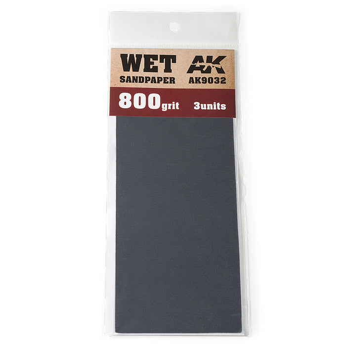 AK Interactive 9032 Wet Sandpaper Sheets 800 Grit (3 Pack)