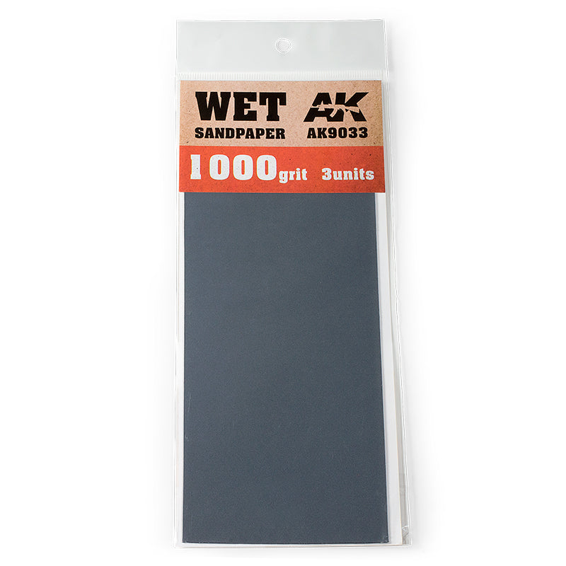 AK Interactive 9033 Wet Sandpaper Sheets 1000 Grit (3 Pack)