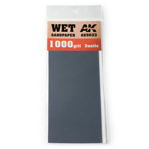 AK Interactive 9033 Wet Sandpaper Sheets 1000 Grit (3 Pack)