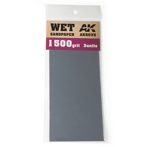 AK Interactive 9035 Wet Sandpaper Sheets 1500 Grit (3 Pack)