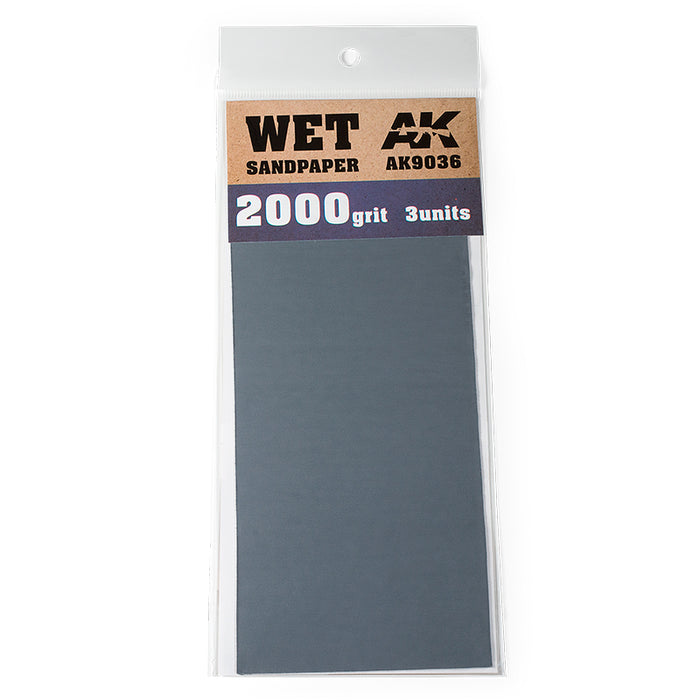 AK Interactive 9036 Wet Sandpaper Sheets 2000 Grit (3 Pack)