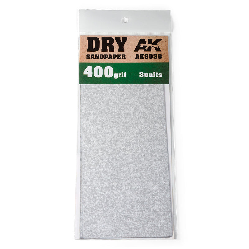 AK Interactive 9038 Dry Sandpaper Sheets 400 Grit (3 Pack)