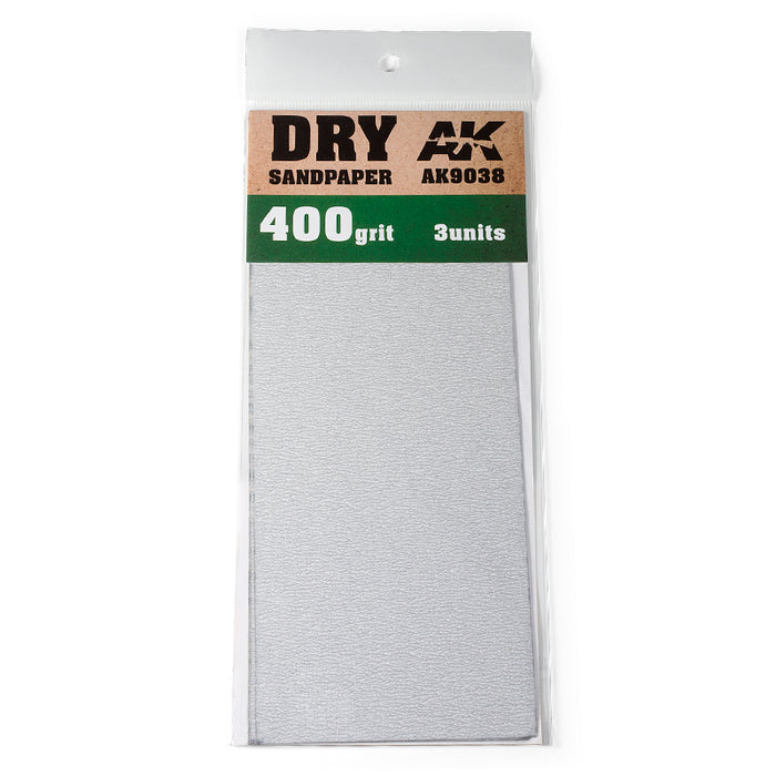 AK Interactive 9038 Dry Sandpaper Sheets 400 Grit (3 Pack)