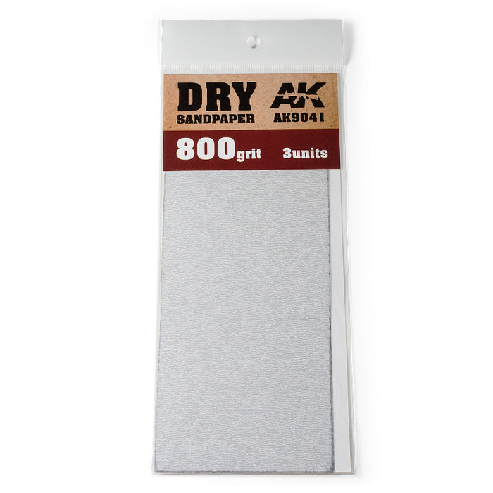 AK Interactive 9041 Dry Sandpaper Sheets 800 Grit (3 Pack)