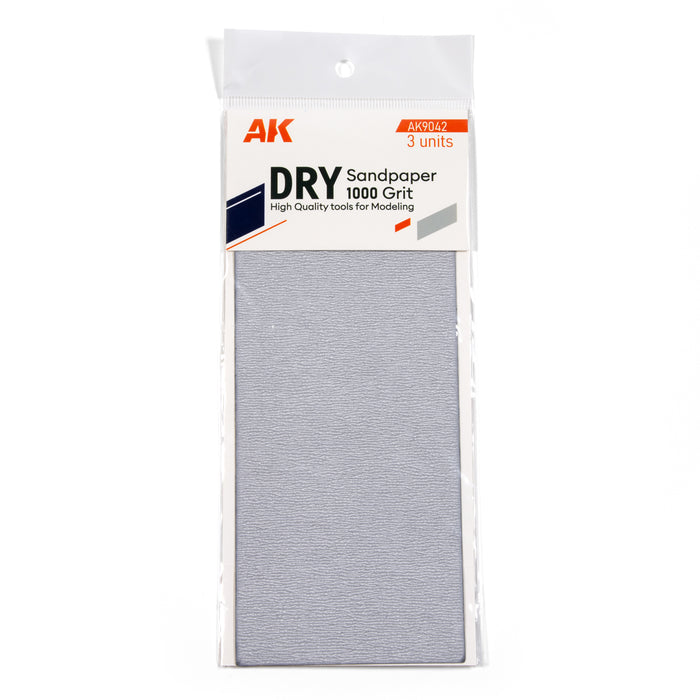 AK Interactive 9042 Dry Sandpaper Sheets 1000 Grit (3 Pack)