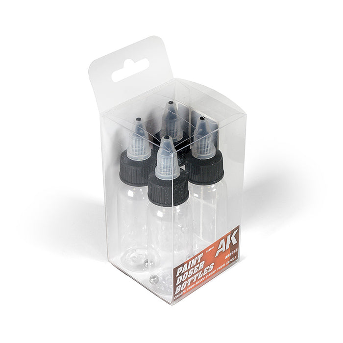 AK Interactive 9046 Paint Doser 30ml Bottles with Shaker Ball (4 Pack)