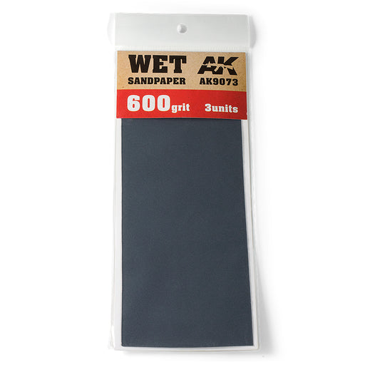 AK Interactive 9073 Wet Sandpaper Sheets 600 Grit (3 Pack)