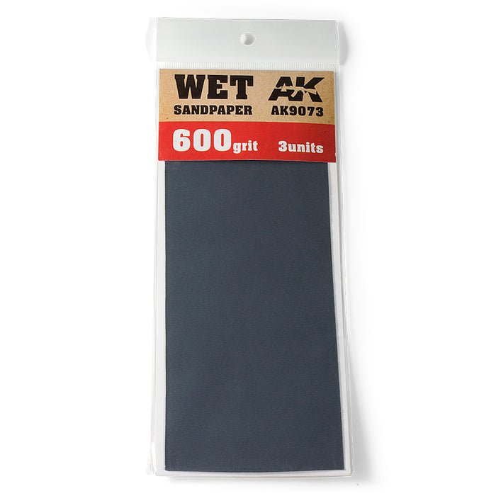 AK Interactive 9073 Wet Sandpaper Sheets 600 Grit (3 Pack)
