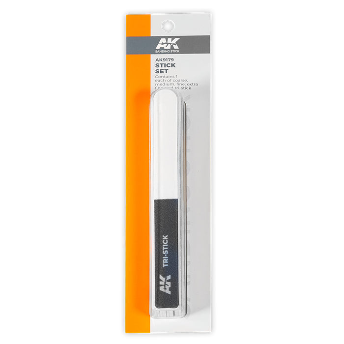 AK Interactive 9179 Sanding Stick Set (4 Diff Grits & Tri-Stick)