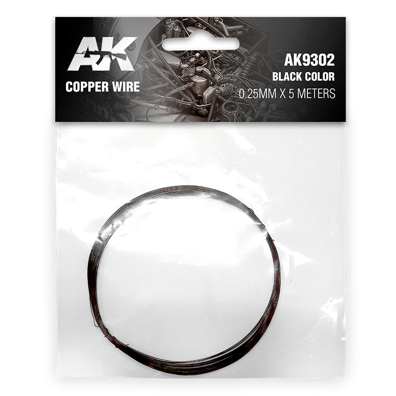 AK Interactive 9302 Copper Wire 0.25mm x 5 meters (Black)
