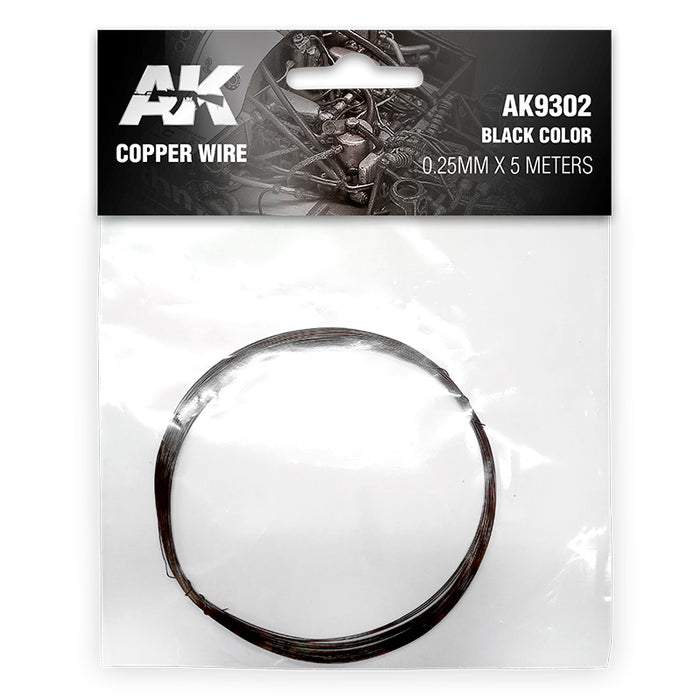 AK Interactive 9302 Copper Wire 0.25mm x 5 meters (Black)