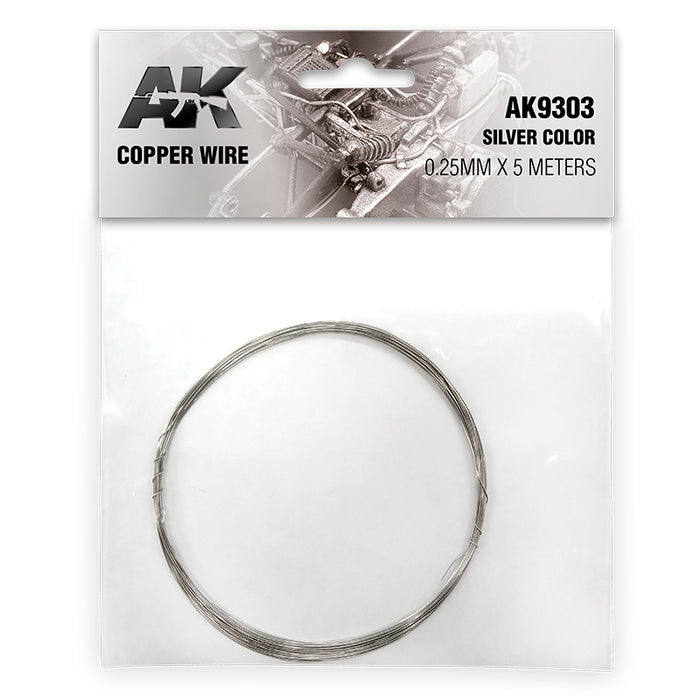 AK Interactive 9303 Copper Wire 0.25mm x 5 meters (Silver)