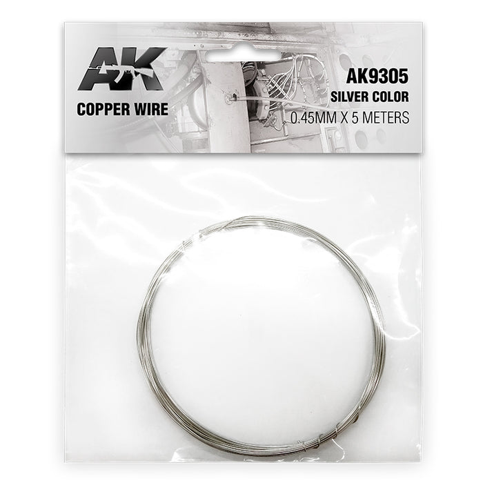 AK Interactive 9305 Copper Wire 0.45mm x 5 meters (Silver)