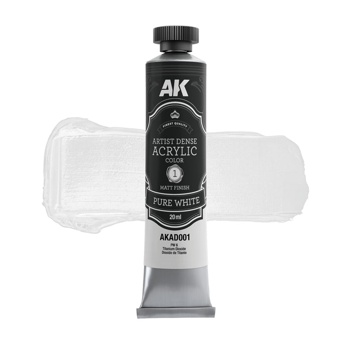 AK Interactive AD101 Artist Dense: Black & White Acrylic Paint Set (6 Colors) 20ml Tubes