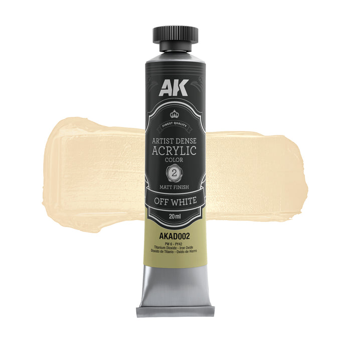 AK Interactive AD101 Artist Dense: Black & White Acrylic Paint Set (6 Colors) 20ml Tubes