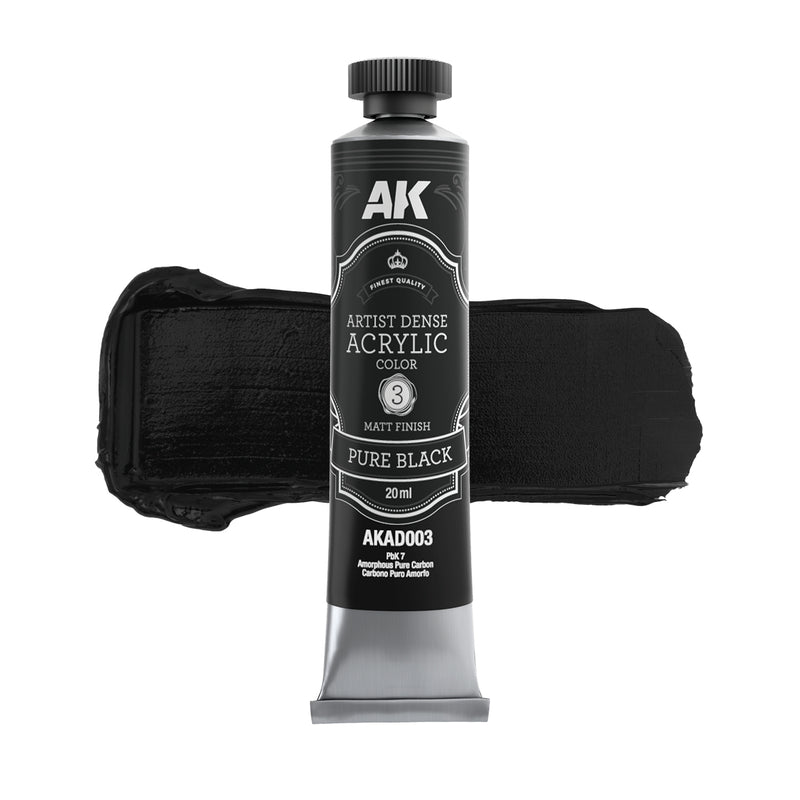 AK Interactive AD101 Artist Dense: Black & White Acrylic Paint Set (6 Colors) 20ml Tubes