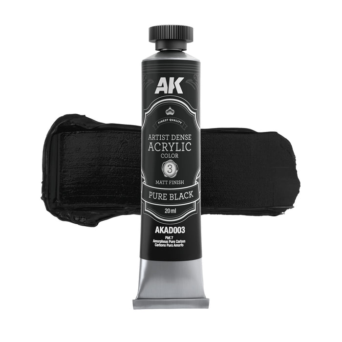 AK Interactive AD101 Artist Dense: Black & White Acrylic Paint Set (6 Colors) 20ml Tubes