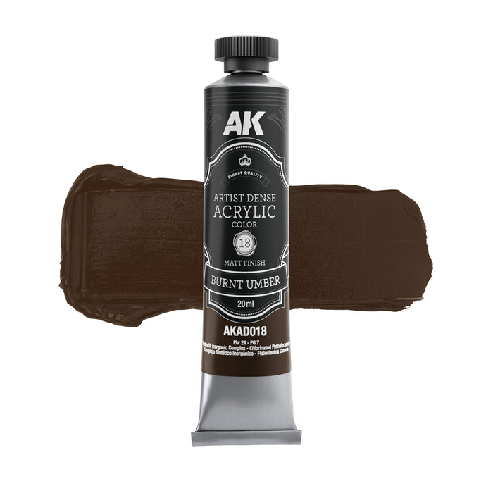 AK Interactive AD101 Artist Dense: Black & White Acrylic Paint Set (6 Colors) 20ml Tubes