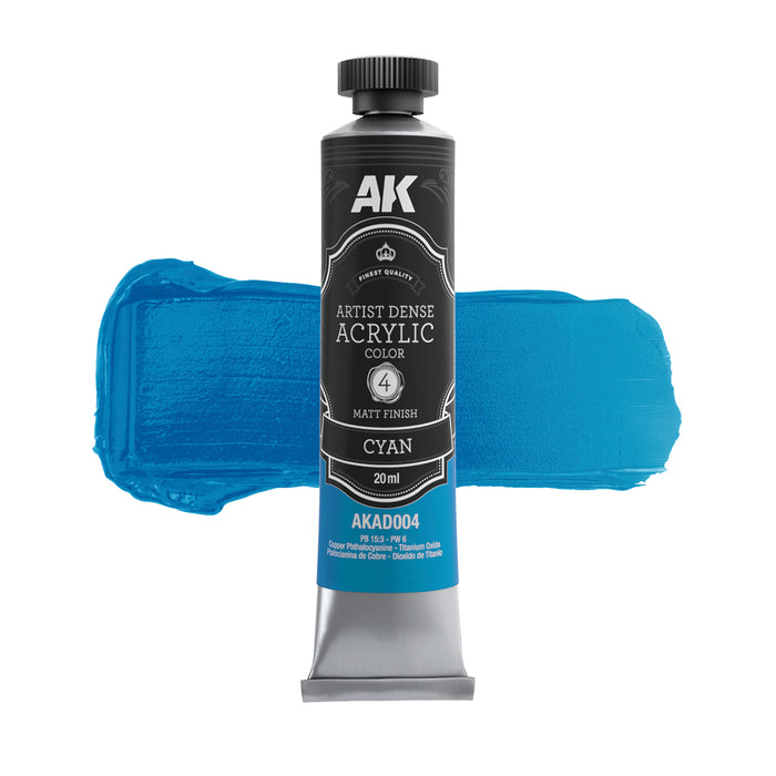 AK Interactive AD102 Artist Dense: Primary & Secondary Acrylic Paint Set (6 Colors) 20ml Tubes