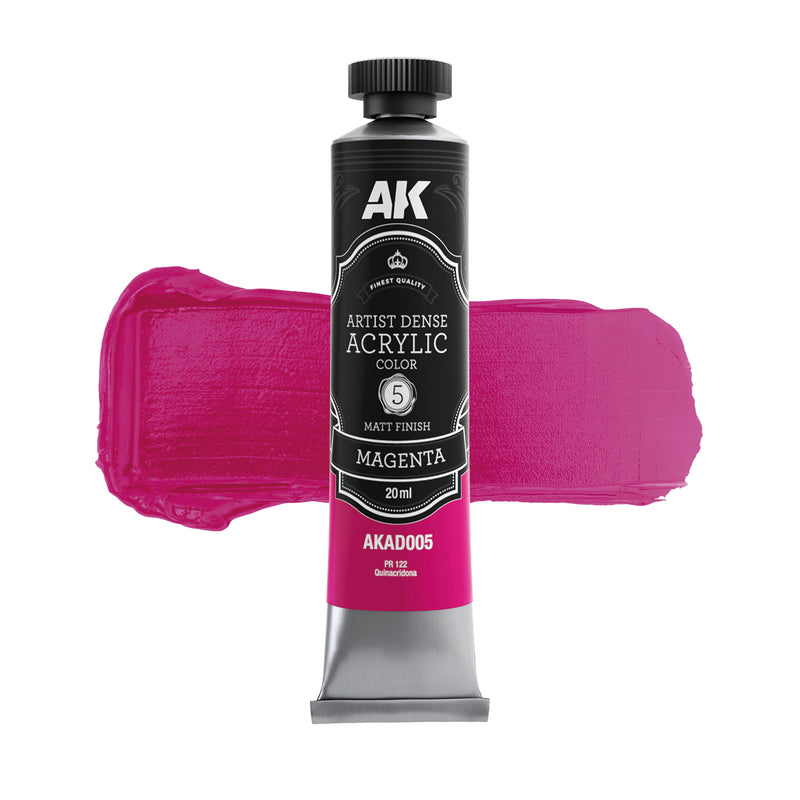 AK Interactive AD102 Artist Dense: Primary & Secondary Acrylic Paint Set (6 Colors) 20ml Tubes