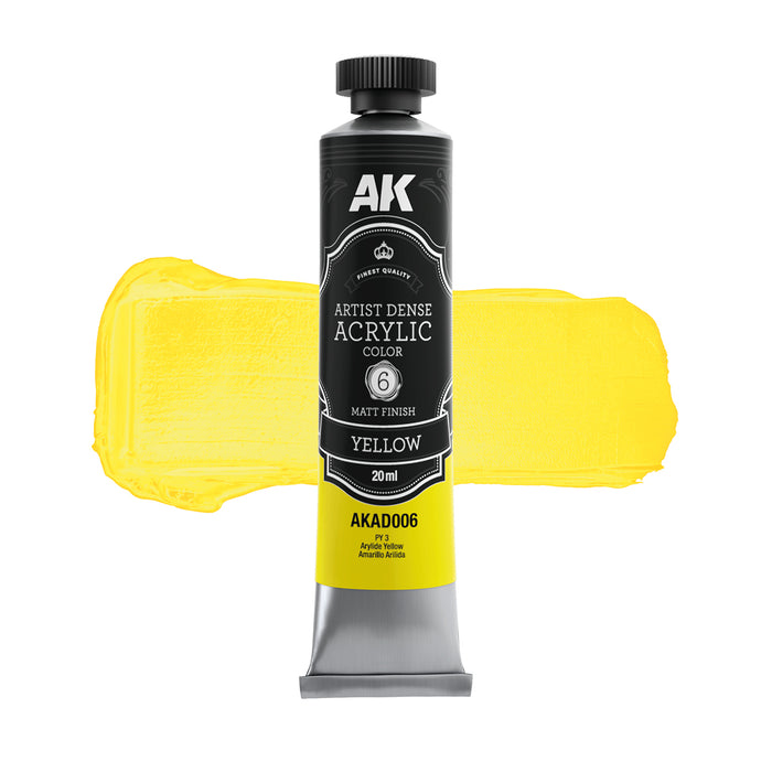 AK Interactive AD102 Artist Dense: Primary & Secondary Acrylic Paint Set (6 Colors) 20ml Tubes