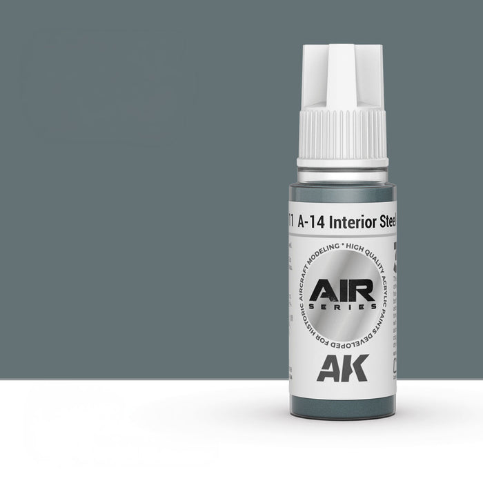 AK Interactive AK11911 A-14 Interior Steel Grey 3Gen Acrylic Paint 17ml Bottle (Air Series)