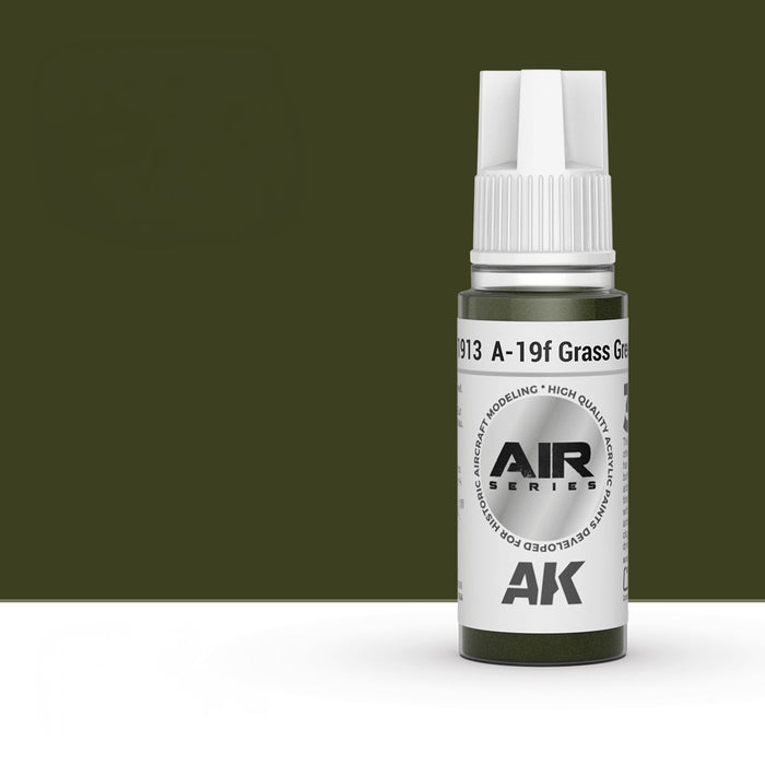AK Interactive AK11913 A-19f Grass Green 3Gen Acrylic Paint 17ml Bottle (Air Series)