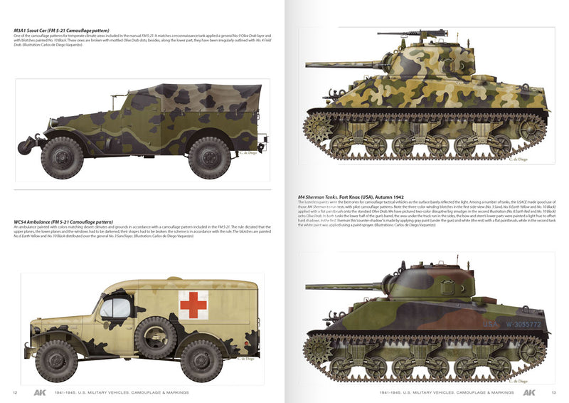 AK Interactive AK642 American Military Vehicles Camouflage Profile Guide Book (Semi-Hardcover)