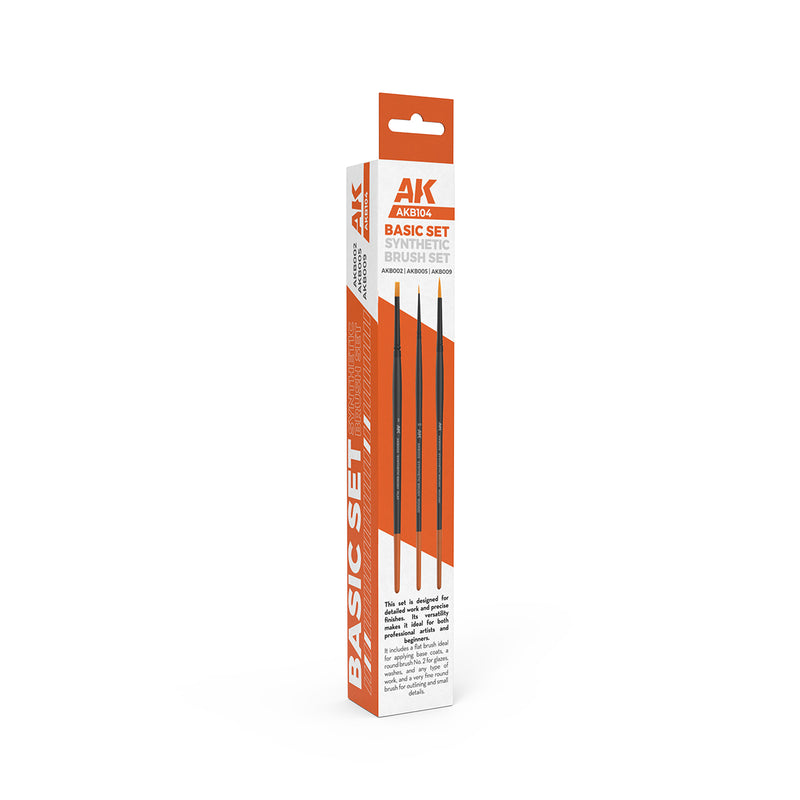 AK Interactive B104 Basic Brush Set 3 Pack