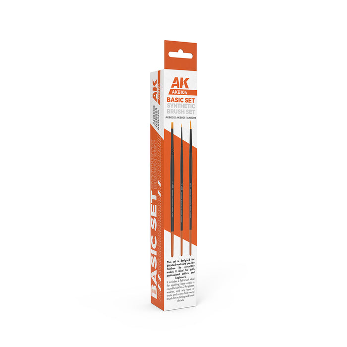 AK Interactive B104 Basic Brush Set 3 Pack