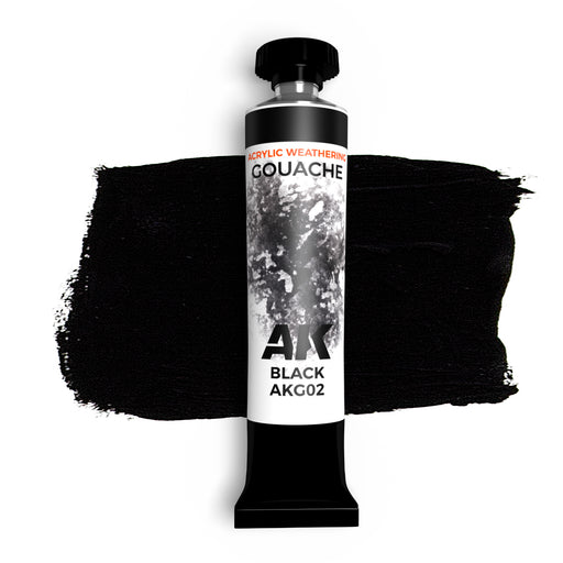 AK Interactive G02 Gouache Black Acrylic Weathering Paint 20ml Tube