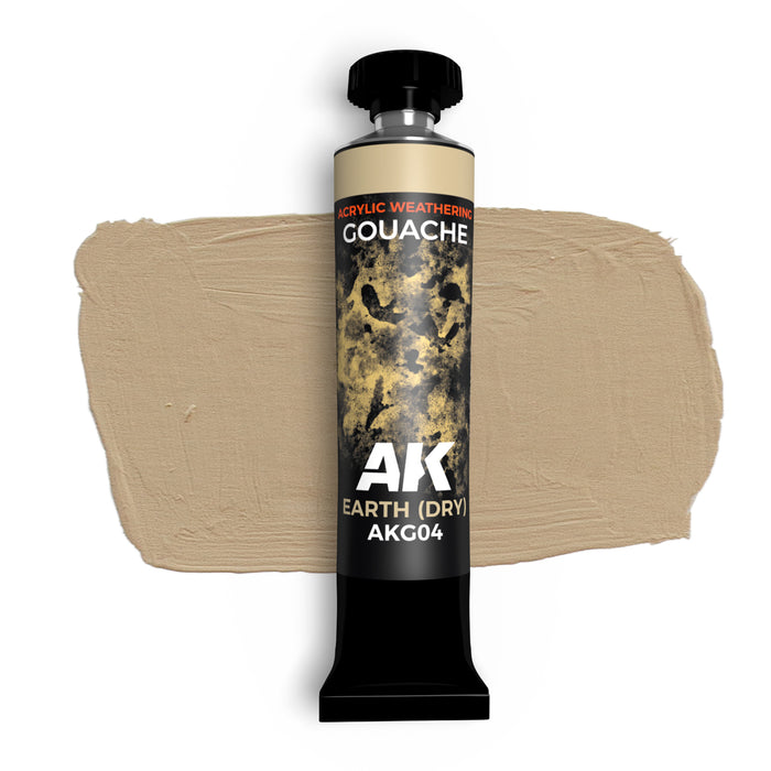 AK Interactive G04 Gouache Earth (Dry) Acrylic Weathering Paint 20ml Tube