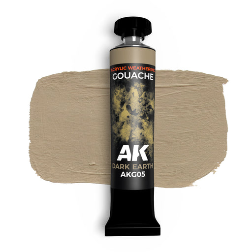 AK Interactive G05 Gouache Dark Earth Acrylic Weathering Paint 20ml Tube