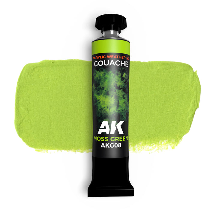 AK Interactive G08 Gouache Moss Green Acrylic Weathering Paint 20ml Tube