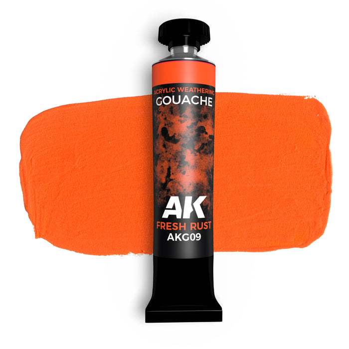 AK Interactive G09 Gouache Fresh Rust Acrylic Weathering Paint 20ml Tube