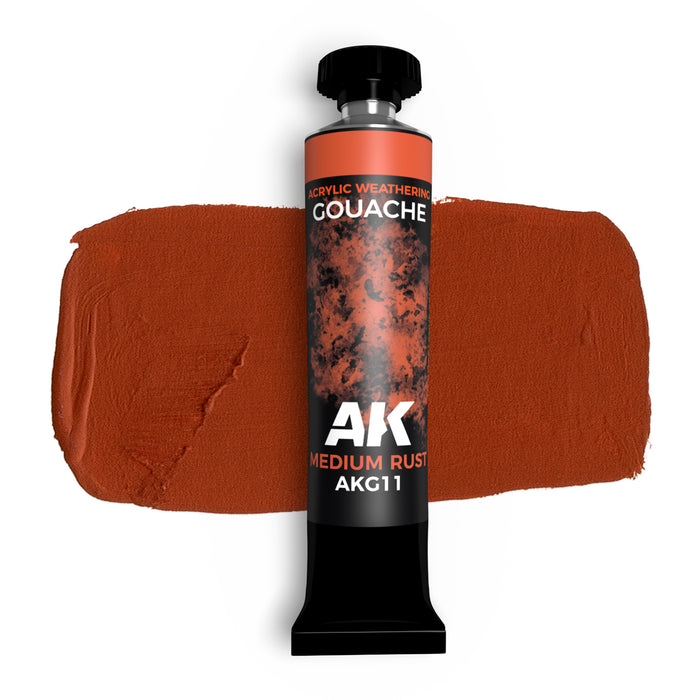 AK Interactive G11 Gouache Medium Rust Acrylic Weathering Paint 20ml Tube