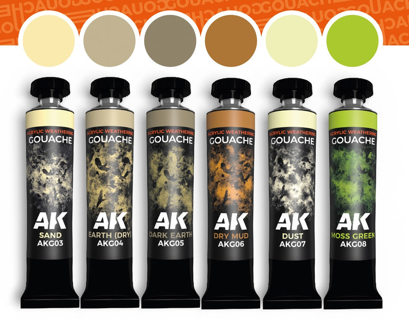 AK Interactive G26 Gouaches Nature Weathering Effects Set